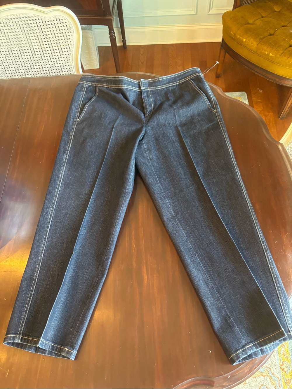 Dana Buchman Dark Blue Denim Jeans with Contrast Stitching